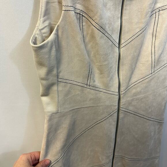 BCBGmaxazria Alaina Faux Suede Vegan Front Zip Mini Dress 8 - Picture 5 of 8